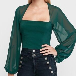 Express Cropped Balloon Sleeve Top